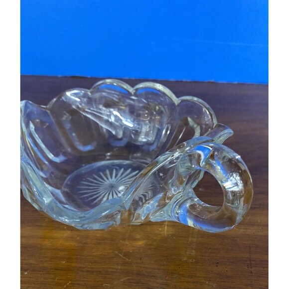 Vtg EAPG Clear Art Squat Pitcher Cream Milk Syrup Panels Star Bottom Triangular - Picture 6 of 13